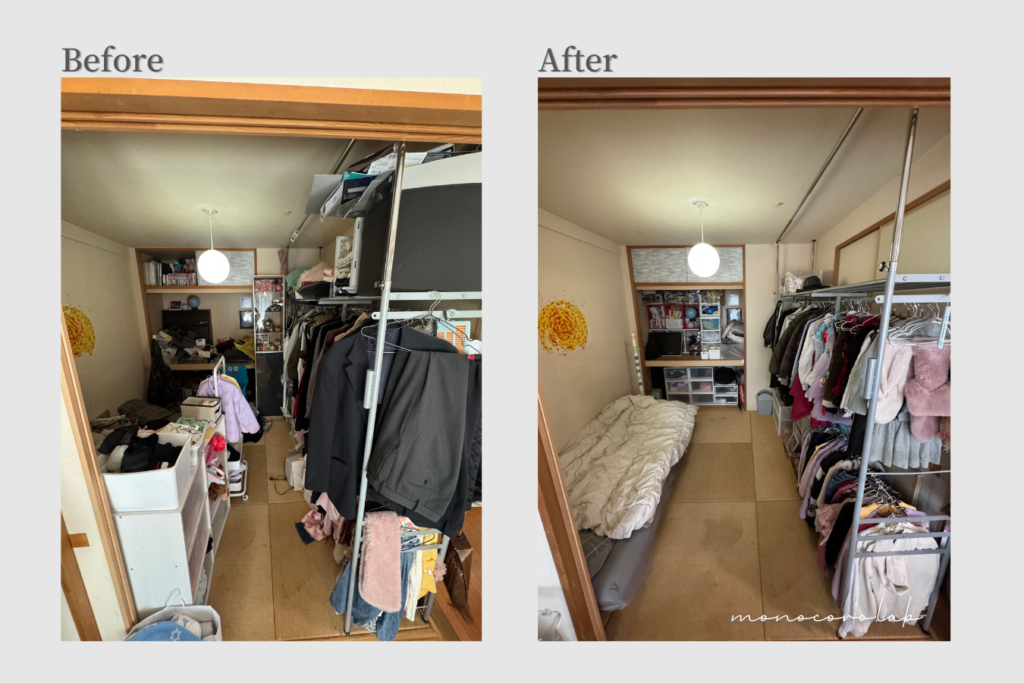 大阪での訪問整理収納サポート。物が溢れていたクローゼットを、家族が使いやすい仕組みに整えたビフォーアフター事例。
