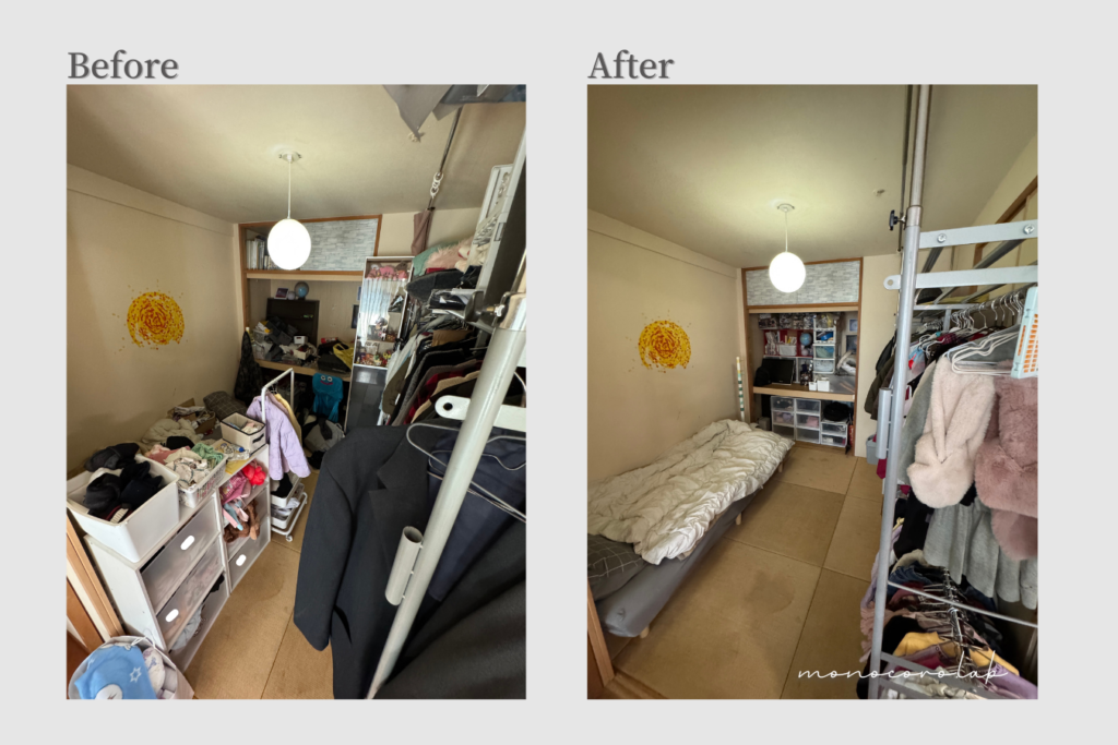 大阪での訪問整理収納サポート。物が溢れていたクローゼットを、家族が使いやすい仕組みに整えたビフォーアフター事例。